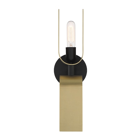 Designers Fountain U Turn 5.25in 2-Light Matte Black Glam Indoor Wall Sconce with Brushed Gold Accent Shades D263M-2WS-MB